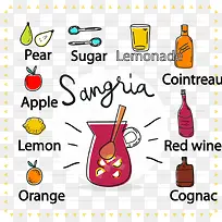 彩绘桑格利亚汽酒食谱矢量图-空若网 彩绘桑格利亚汽酒食谱矢量图-空若网