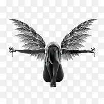 立绘人物造型翅膀黑白风格-空若网 立绘人物造型翅膀黑白风格-空若网