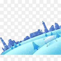 卡通手绘城市雪景-空若网 卡通手绘城市雪景-空若网
