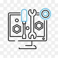 矢量卡通扁平化电脑维修工具图标-空若网 矢量卡通扁平化电脑维修工具图标-空若网