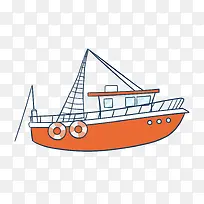 橙色卡通海上捕鱼船-空若网 橙色卡通海上捕鱼船-空若网