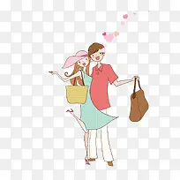 拿着包包拥抱的爱人-空若网 拿着包包拥抱的爱人-空若网