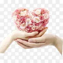 手托浅粉玫瑰花爱心-空若网 手托浅粉玫瑰花爱心-空若网