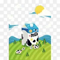 扁平化卡通牛奶免抠素材-空若网 扁平化卡通牛奶免抠素材-空若网