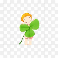 卡通可爱小人玩树叶-空若网 卡通可爱小人玩树叶-空若网