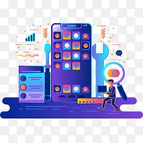 商务渐变手机数据分析矢量插画-空若网 商务渐变手机数据分析矢量插画-空若网