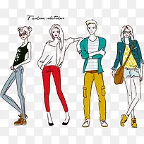 矢量手绘女孩与男孩-空若网 矢量手绘女孩与男孩-空若网