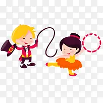 男孩女孩马戏团PNG矢量素材-空若网 男孩女孩马戏团PNG矢量素材-空若网