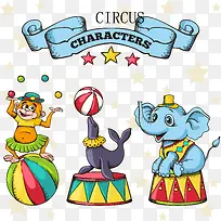 卡通马戏团动物矢量素材-空若网 卡通马戏团动物矢量素材-空若网