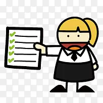 矢量拿着表格的女人-空若网 矢量拿着表格的女人-空若网