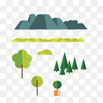 扁平化的山河灌木及各种树-空若网 扁平化的山河灌木及各种树-空若网