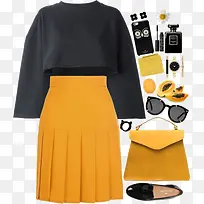黑色上衣和黄色裙子-空若网 黑色上衣和黄色裙子-空若网