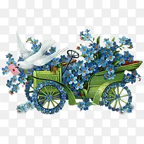 古典手绘鲜花车-空若网 古典手绘鲜花车-空若网