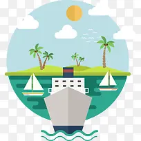卡通风景 卡通轮船-空若网 卡通风景 卡通轮船-空若网