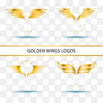 矢量手绘金色翅膀-空若网 矢量手绘金色翅膀-空若网