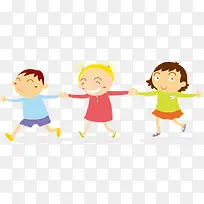 手绘卡通小孩手拉手图案-空若网 手绘卡通小孩手拉手图案-空若网