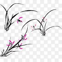 黑色中国风小草装饰图案-空若网 黑色中国风小草装饰图案-空若网