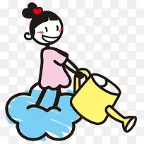 手绘浇水的人-空若网 手绘浇水的人-空若网