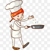 厨师炒菜女孩海报促销素材-空若网 厨师炒菜女孩海报促销素材-空若网