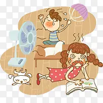 吹风扇插画-空若网 吹风扇插画-空若网