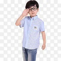 蓝色夏日格子童装衬衫-空若网 蓝色夏日格子童装衬衫-空若网