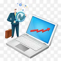 卡通男性笔记本折线图-空若网 卡通男性笔记本折线图-空若网