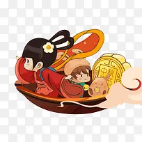 中秋节送月饼可爱卡通图案-空若网 中秋节送月饼可爱卡通图案-空若网