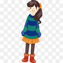 卡通长发条纹上衣裙子休闲装扮-空若网 卡通长发条纹上衣裙子休闲装扮-空若网