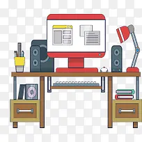 电脑桌矢量素材-空若网 电脑桌矢量素材-空若网