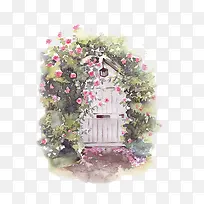 水彩欧式屋子插画-空若网 水彩欧式屋子插画-空若网