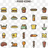 25款彩色食物图标矢量素材-空若网 25款彩色食物图标矢量素材-空若网