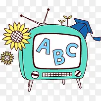 手绘卡通绿色电视-空若网 手绘卡通绿色电视-空若网