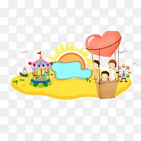 全家出游去游乐场卡通素材-空若网 全家出游去游乐场卡通素材-空若网