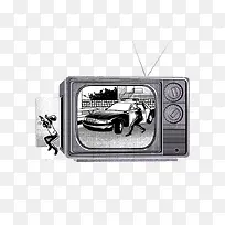 灰色老电视插画-空若网 灰色老电视插画-空若网