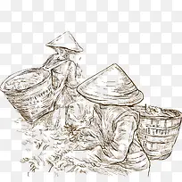 采茶人矢量素材-空若网 采茶人矢量素材-空若网