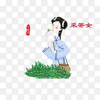 采茶女插画-空若网 采茶女插画-空若网