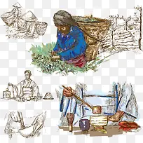 茶叶加工插画-空若网 茶叶加工插画-空若网