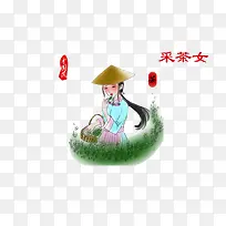 采茶女插画-空若网 采茶女插画-空若网
