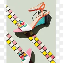 彩色宝石凉鞋海报背景-空若网 彩色宝石凉鞋海报背景-空若网