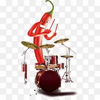 创意卡通辣椒敲锣打鼓-空若网 创意卡通辣椒敲锣打鼓-空若网