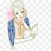 看书的美女png矢量素材-空若网 看书的美女png矢量素材-空若网