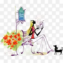 可爱手绘美女读书-空若网 可爱手绘美女读书-空若网