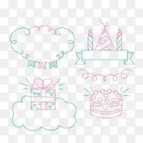 彩绘生日快乐徽章矢量图-空若网 彩绘生日快乐徽章矢量图-空若网