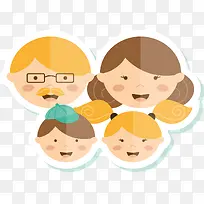 快乐家庭头像贴纸矢量素材-空若网 快乐家庭头像贴纸矢量素材-空若网