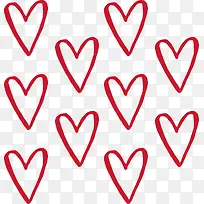 红色手绘爱心花纹-空若网 红色手绘爱心花纹-空若网