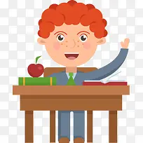 开学季举手提问的小男孩-空若网 开学季举手提问的小男孩-空若网