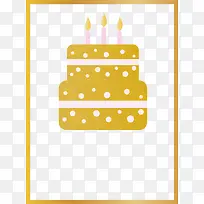 金色生日蛋糕带框-空若网 金色生日蛋糕带框-空若网