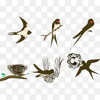 矢量小燕子鸟巢-空若网 矢量小燕子鸟巢-空若网