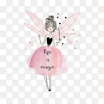 矢量粉色记忆翅膀花仙子图案美女-空若网 矢量粉色记忆翅膀花仙子图案美女-空若网