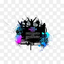 矢量水彩和人物剪影-空若网 矢量水彩和人物剪影-空若网